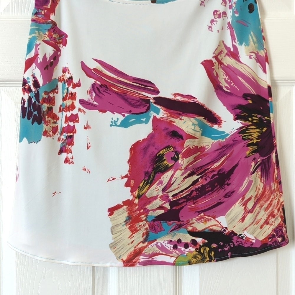 Yigal Azrouel Vibrant Abstract Printed Silk Blend Low Waisted A-Line Mini Skirt - Picture 11 of 11